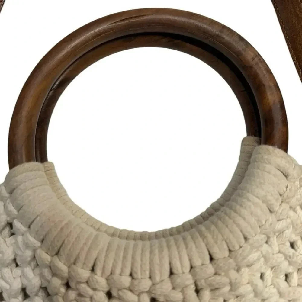 Sigrid Olsen Handcrafted Natural Macrame Crossbody Fully Lined Snap Close Bag - Picture 7 of 16